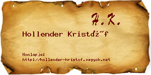 Hollender Kristóf névjegykártya